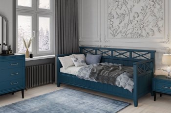 Кровать из массива Амелия сапфир без ящиков (БМ) в Верхнем Тагиле - verhnij-tagil.mebel-e96.ru