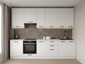 Кухонный гарнитур высокий Белый глянец 3000 мм МДФ (Санвут) в Верхнем Тагиле - verhnij-tagil.mebel-e96.ru