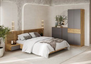 Спальный гарнитур Бостон Лайт серый (Стиль) в Верхнем Тагиле - verhnij-tagil.mebel-e96.ru