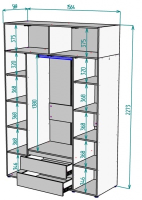 Шкаф 1564 мм Erik H328 + Антресоль HA4 (Белый) в Верхнем Тагиле - verhnij-tagil.mebel-e96.ru