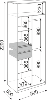 Шкаф 800 мм 2-х створчатый Глэдис (модуль 22) (Риннер) в Верхнем Тагиле - verhnij-tagil.mebel-e96.ru