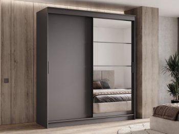 Шкаф-купе 2000 мм Гранд-1 ЛДСП/Зеркало, графит (Эра) в Верхнем Тагиле - verhnij-tagil.mebel-e96.ru