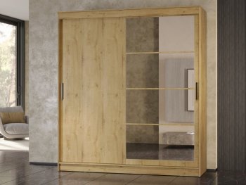 Шкаф-купе 2000 мм Гранд-1 ЛДСП/Зеркало, дуб вотан (Эра) в Верхнем Тагиле - verhnij-tagil.mebel-e96.ru