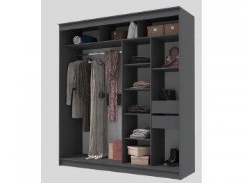Шкаф-купе 2000 мм Гранд-1 зеркало/зеркало, графит (Эра) в Верхнем Тагиле - verhnij-tagil.mebel-e96.ru