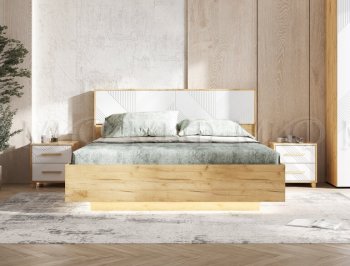 Кровать парящая Ирис крафт/белый с подсветкой (Миф) в Верхнем Тагиле - verhnij-tagil.mebel-e96.ru