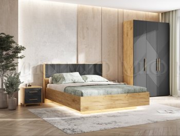 Кровать парящая Ирис крафт/графит(Миф) в Верхнем Тагиле - verhnij-tagil.mebel-e96.ru