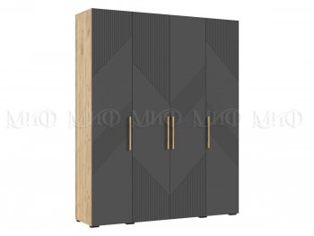 Шкаф 1800 мм Ирис с антресолью крафт/графит (Миф) в Верхнем Тагиле - verhnij-tagil.mebel-e96.ru