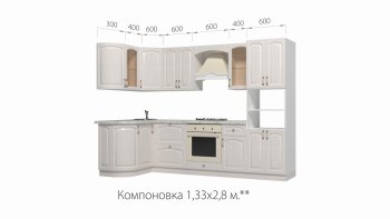 Кухонный гарнитур Кантри 1330*2800 мм в Верхнем Тагиле - verhnij-tagil.mebel-e96.ru