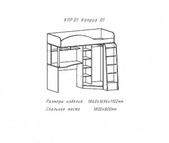 Кровать-чердак Каприз-2 (АстридМ) в Верхнем Тагиле - verhnij-tagil.mebel-e96.ru