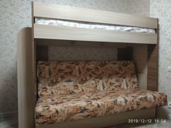 Кровать 2-х ярусная с диваном Карамель 75 (Саванна) в Верхнем Тагиле - verhnij-tagil.mebel-e96.ru