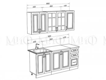 Кухонный гарнитур Констанция 1800 мм белый/джинс (Миф) в Верхнем Тагиле - verhnij-tagil.mebel-e96.ru