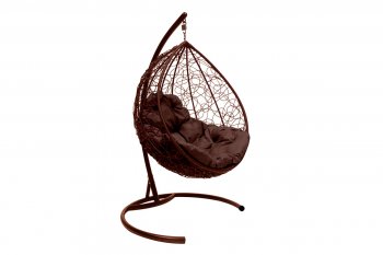 Подвесное кресло КАПЛЯ с ротангом коричневое, подушка коричневая в Верхнем Тагиле - verhnij-tagil.mebel-e96.ru