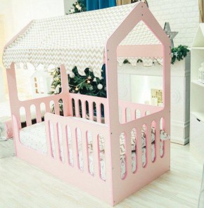 Кроватка-домик без ящика 800*1600 (Розовый) в Верхнем Тагиле - verhnij-tagil.mebel-e96.ru | фото