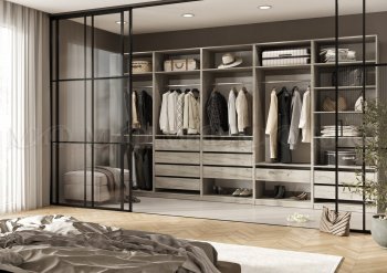 Гардеробная/шкаф 4000 мм Ларго №1 открытая дуб крафт серый (Миф) в Верхнем Тагиле - verhnij-tagil.mebel-e96.ru