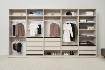 Гардеробная/шкаф 4000 мм Ларго №1 открытая Кашемир (Миф) в Верхнем Тагиле - verhnij-tagil.mebel-e96.ru