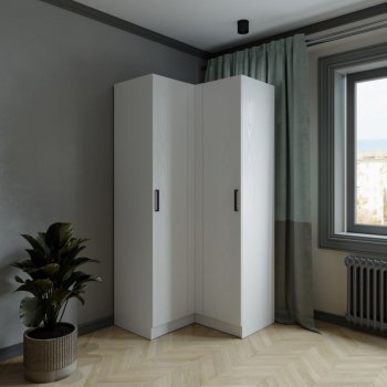 Шкаф угловой Ларс (угол прямой), Белый (Микон) в Верхнем Тагиле - verhnij-tagil.mebel-e96.ru