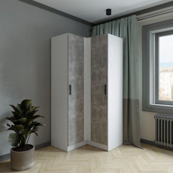 Шкаф угловой Ларс (угол прямой), Белый/Ателье светлое (Микон) в Верхнем Тагиле - verhnij-tagil.mebel-e96.ru