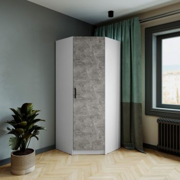 Шкаф угловой Ларс (угол скос), Белый/Ателье светлое (Микон) в Верхнем Тагиле - verhnij-tagil.mebel-e96.ru