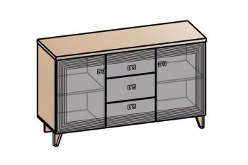 Комод 2дв, 3ящ Лежер КМ-3103 дуб серый/холст вулканический(СанТан) в Верхнем Тагиле - verhnij-tagil.mebel-e96.ru