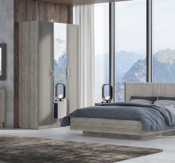 Шкаф распашной 1400 мм Лежер ШК-3103 дуб серый/холст вулканический (СанТан) в Верхнем Тагиле - verhnij-tagil.mebel-e96.ru