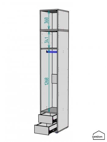 Шкаф с антресолью 400 мм Linnea MHR-1A-3 2450х400х510 (ДВ-М 11.1.25) в Верхнем Тагиле - verhnij-tagil.mebel-e96.ru