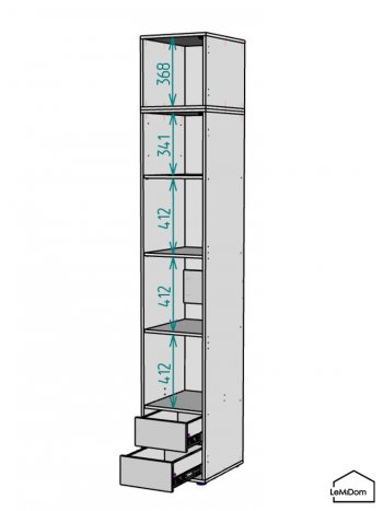 Шкаф с антресолью 400 мм Linnea MHR-1A-4 2450х400х510 (ДВ-М 11.1.25) в Верхнем Тагиле - verhnij-tagil.mebel-e96.ru