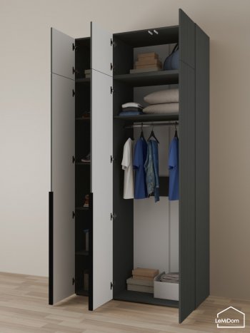 Шкаф с антресолью 1200 мм Linnea MHR-3A-1 2450х1200х510 (Графит-М 11.1.25) в Верхнем Тагиле - verhnij-tagil.mebel-e96.ru