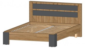 Кровать двуспальная Ленора вотан/Графит (Лин) в Верхнем Тагиле - verhnij-tagil.mebel-e96.ru