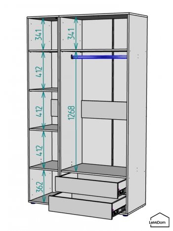 Шкаф Linnea MHR-3-2 2050х1200х510 (ДВ-М 11.1.25) в Верхнем Тагиле - verhnij-tagil.mebel-e96.ru