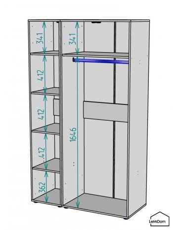 Шкаф Linnea MHR-3-1 2050х1200х510 (ДВ-М 11.1.25) в Верхнем Тагиле - verhnij-tagil.mebel-e96.ru