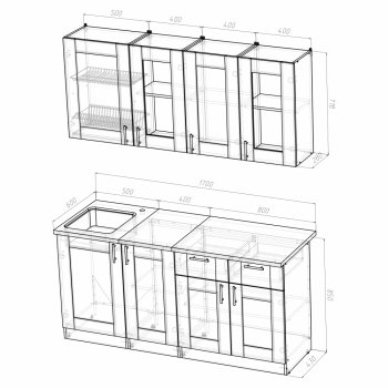 Кухонный гарнитур Лира демо 1700 мм (Герда) в Верхнем Тагиле - verhnij-tagil.mebel-e96.ru