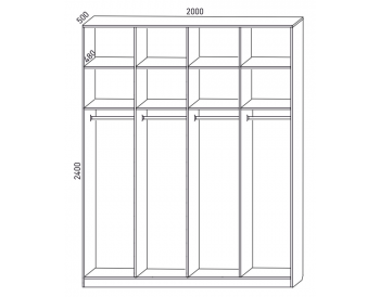 Шкаф распашной 2000 мм  М6-4.1.1 П+П+П+П 200 + антресоль (М6) в Верхнем Тагиле - verhnij-tagil.mebel-e96.ru