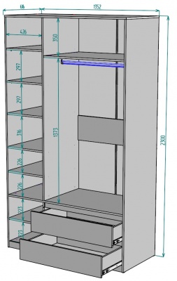 Шкаф Мальта 1350 мм Графит в Верхнем Тагиле - verhnij-tagil.mebel-e96.ru