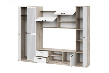 Стенка Марта-12 дуб крафт серый/белый (ИЦ) в Верхнем Тагиле - verhnij-tagil.mebel-e96.ru