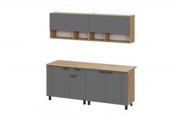 Кухонный гарнитур Монако 2000 мм графит (СВ) в Верхнем Тагиле - verhnij-tagil.mebel-e96.ru