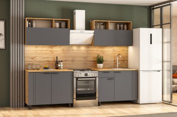 Кухонный гарнитур Монако 2000 мм графит (СВ) в Верхнем Тагиле - verhnij-tagil.mebel-e96.ru