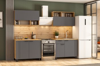 Кухонный гарнитур Монако 2000 мм графит (СВ) в Верхнем Тагиле - verhnij-tagil.mebel-e96.ru