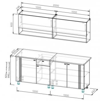 Кухонный гарнитур Монако 2000 мм СВ) в Верхнем Тагиле - verhnij-tagil.mebel-e96.ru