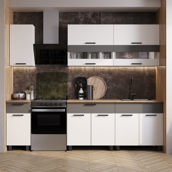 Кухонный гарнитур Монтана 2000 мм белый/графит (БТС) в Верхнем Тагиле - verhnij-tagil.mebel-e96.ru