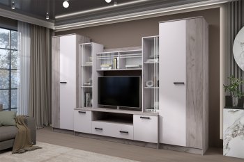 Стенка Николь-2 крафт серый/кашемир (Зарон) в Верхнем Тагиле - verhnij-tagil.mebel-e96.ru
