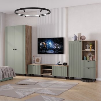 Стенка Олива комп.3 эвкалипт софт (БТС) в Верхнем Тагиле - verhnij-tagil.mebel-e96.ru