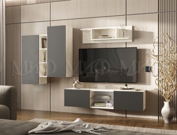 Стенка Оскар крафт белый/графит (Миф) в Верхнем Тагиле - verhnij-tagil.mebel-e96.ru