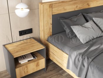 Кровать парящая Остин крафт/графит (Миф) в Верхнем Тагиле - verhnij-tagil.mebel-e96.ru