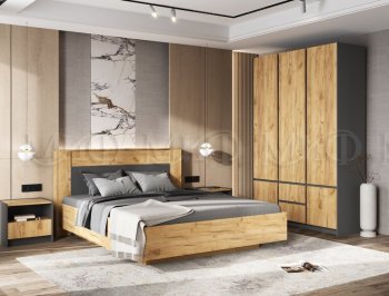 Кровать парящая Остин крафт/графит (Миф) в Верхнем Тагиле - verhnij-tagil.mebel-e96.ru