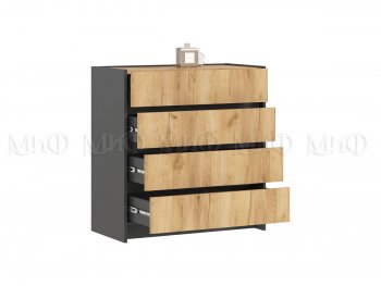 Комод 4ящ. Остин крафт/графит (Миф) в Верхнем Тагиле - verhnij-tagil.mebel-e96.ru