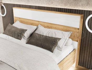 Кровать парящая Роджина с подсветкой, крафт/белый (Миф) в Верхнем Тагиле - verhnij-tagil.mebel-e96.ru