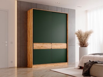 Шкаф-купе 1800 мм Роджина крафт/изумрудный (Миф) в Верхнем Тагиле - verhnij-tagil.mebel-e96.ru | фото