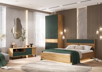 Спальный гарнитур Роджина крафт/изумрудный, модульный (Миф) в Верхнем Тагиле - verhnij-tagil.mebel-e96.ru