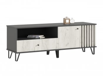 Тумба ТВ (1500) Роджина крафт белый/графит (Миф) в Верхнем Тагиле - verhnij-tagil.mebel-e96.ru