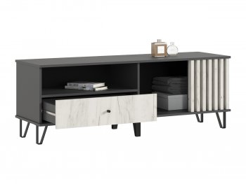 Тумба ТВ (1500) Роджина крафт белый/графит (Миф) в Верхнем Тагиле - verhnij-tagil.mebel-e96.ru